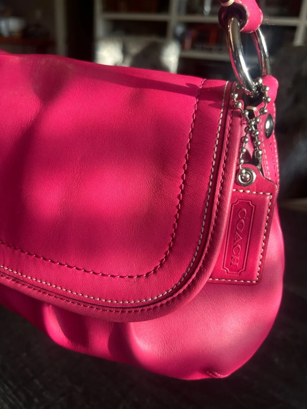 Coach  SoHo Pink Pleated Calf Hide Y2K flap bag - Picture 5 of 15